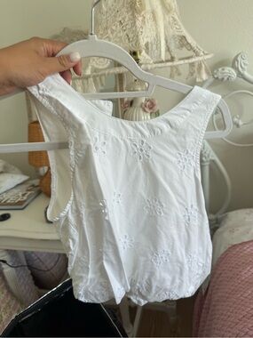 White Eyelet Sleeveless Tank Top - Lightweight Women’s Summer Top A New Day